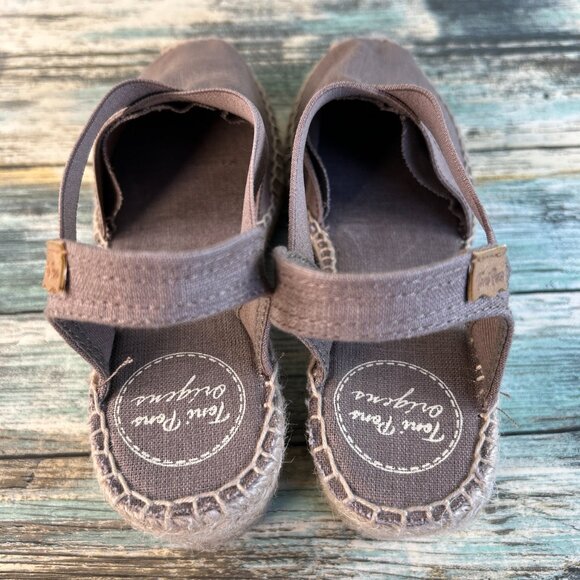 Toni Pons Ter Espadrille Sandal Womens Sz 6 Taupe Linen Slip On 100% Vegan Wedge - Picture 5 of 11